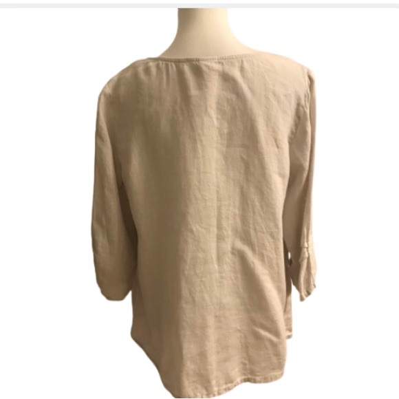 Et’Lois 100% Linen Lagenlook Asymmetric Hem Tunic M - Picture 8 of 9